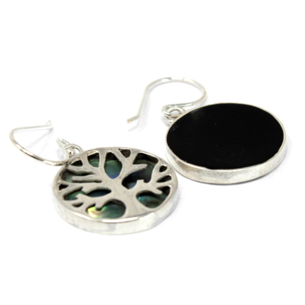 Boucles d'oreilles Arbre de Vie Argent 15mm - Abalone- Vendu par 1 – Image 3