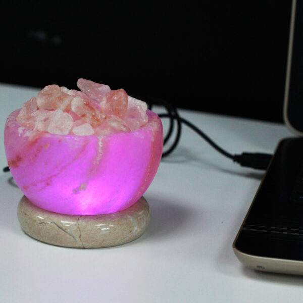 Lampe à sel de l'Himalaya avec bol à feu USB (Multi)- Vendu par 1 – Image 2