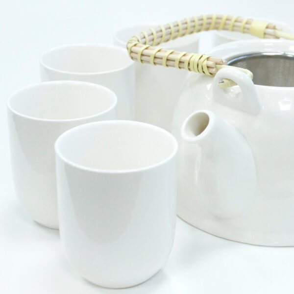 Ensemble Théière à Base de Plantes - Blanc Classique- Vendu par 1 – Image 3