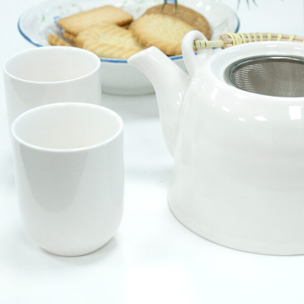 Ensemble Théière à Base de Plantes - Blanc Classique- Vendu par 1 – Image 4