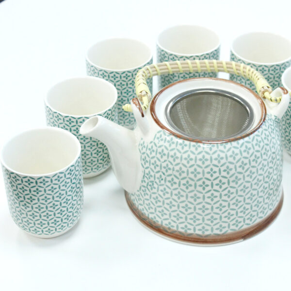 Ensemble de théière à base de plantes - Mosaïque verte- Vendu par 1