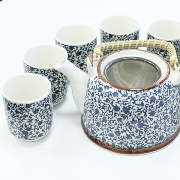 Ensemble de théière à base de plantes - Motif bleu- Vendu par 1