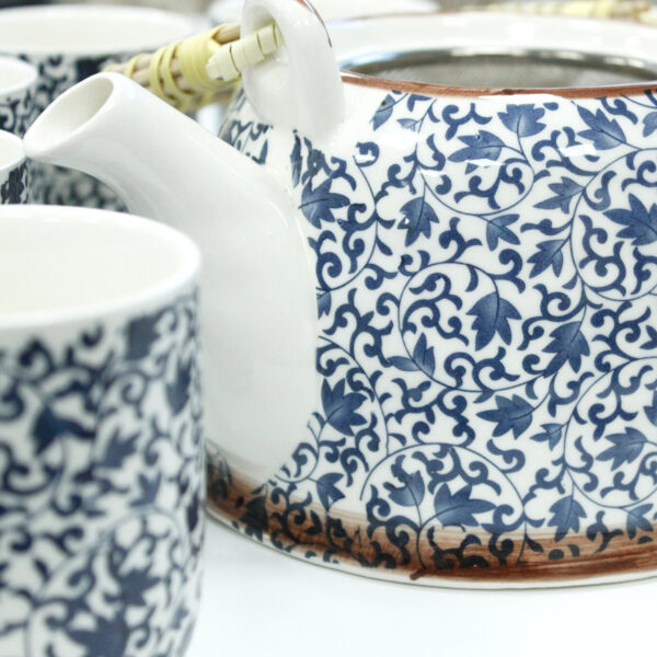 Ensemble de théière à base de plantes - Motif bleu- Vendu par 1 – Image 3