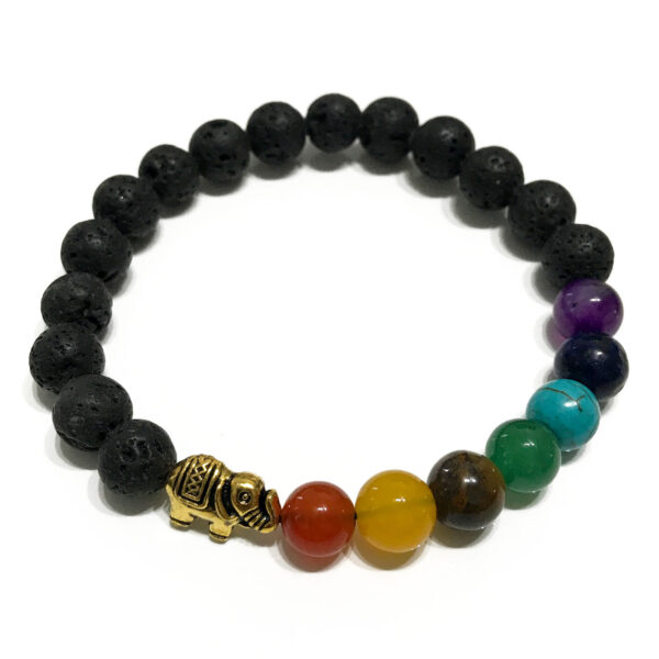 Bracelet Pierre de Lave - Chakra Éléphant- Vendu par 1