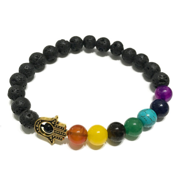 Bracelet Pierre de Lave - Hamsa Chakra- Vendu par 1