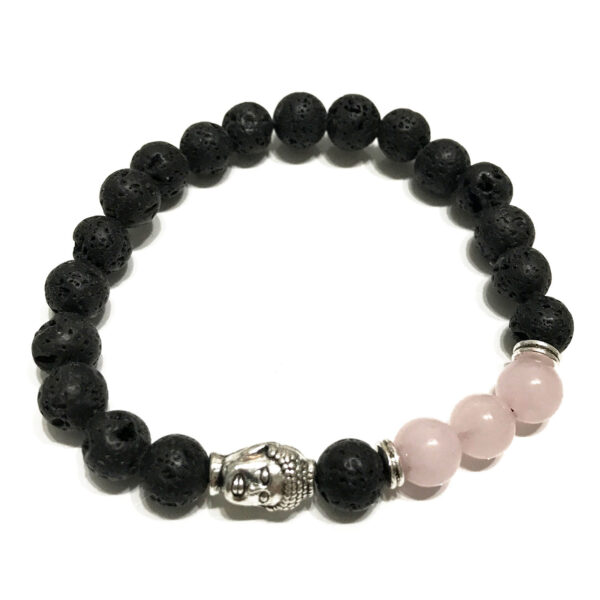 Bracelet Pierre de Lave - Bouddha Quartz Rose- Vendu par 1