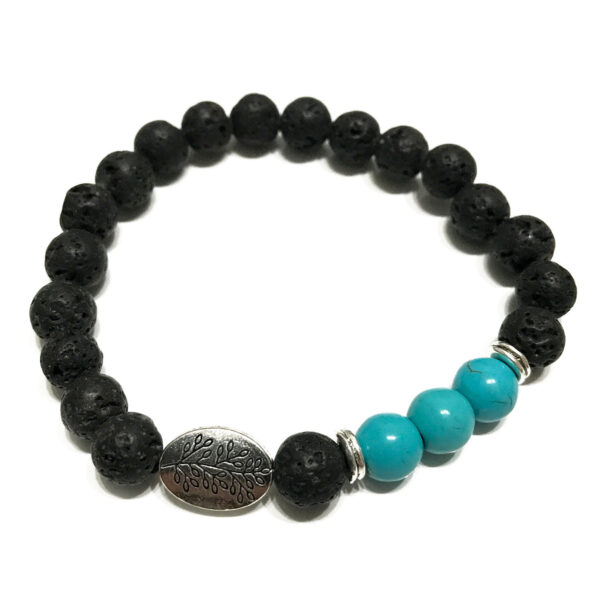 Bracelet Pierre de Lave - Feuille Turquoise- Vendu par 1