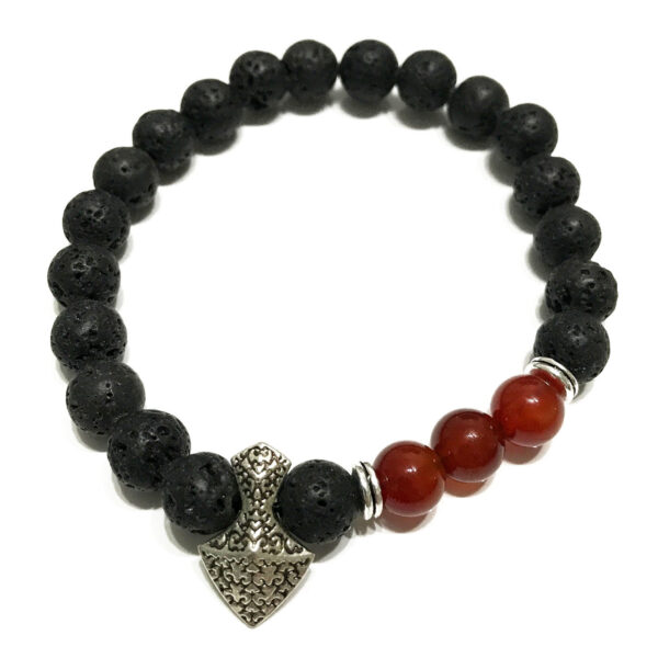 Bracelet Pierre de Lave - Cornaline Tête de Hache- Vendu par 1