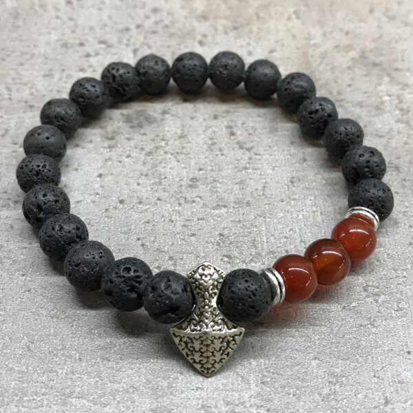 Bracelet Pierre de Lave - Cornaline Tête de Hache- Vendu par 1 – Image 2