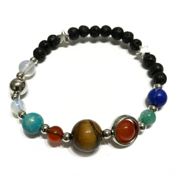 Bracelet Pierre de Lave - Système Solaire Argent- Vendu par 1