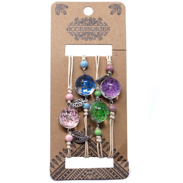 Fleurs pressées - Joli bracelet fleur et feuille- Vendu par 1