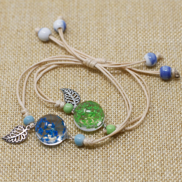 Fleurs pressées - Joli bracelet fleur et feuille- Vendu par 1 – Image 2