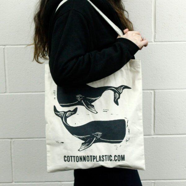 Sac en coton naturel Lrg 6oz 38x42cm - BALEINES- Vendu par 1 – Image 2