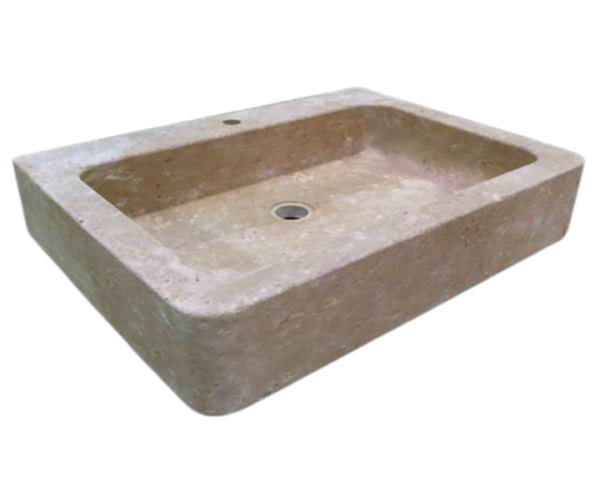 Evier en pierre Bonnieux 1 bac - 110 x 60 x 15 - Charmot Clair Adouci - COMPTOIR DES PIERRES