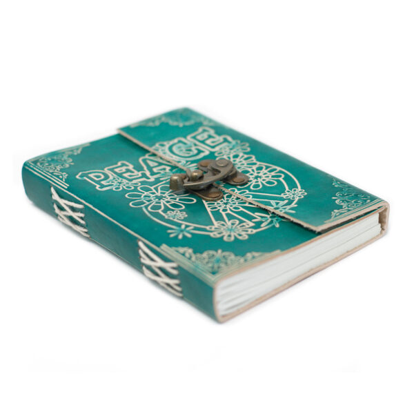 Carnet Paix Vert en Cuir avec Serrure (18x13 cm)- Vendu par 1