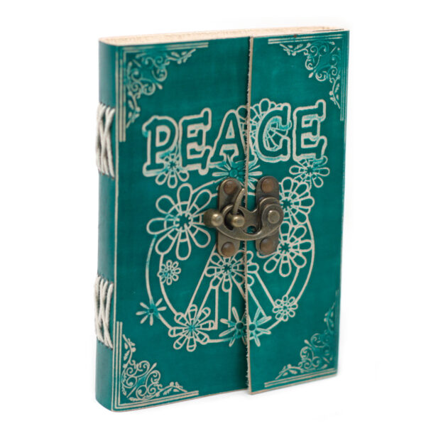 Carnet Paix Vert en Cuir avec Serrure (18x13 cm)- Vendu par 1 – Image 4