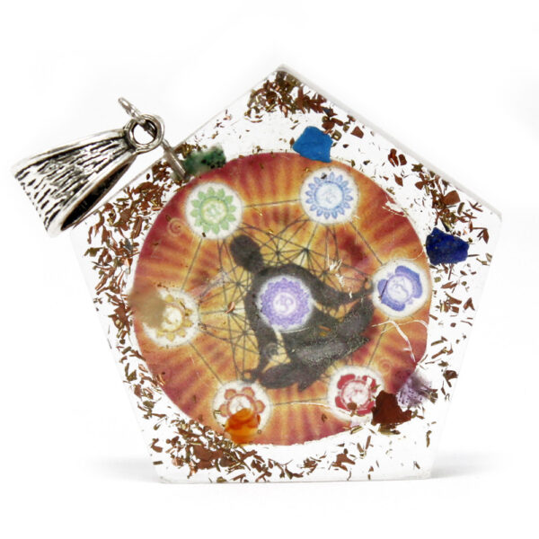 Pendentif de puissance orgonite - Chakra octogonal- Vendu par 1