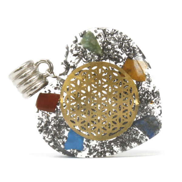 Pendentif de puissance orgonite - Cur de chakra à 7 pierres- Vendu par 1
