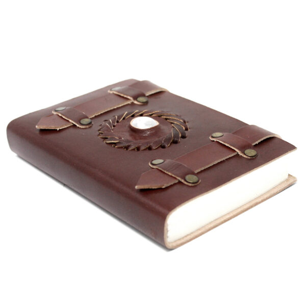 Carnet Pierre de Lune en Cuir avec Ceintures 15x10 cm- Vendu par 1 – Image 2