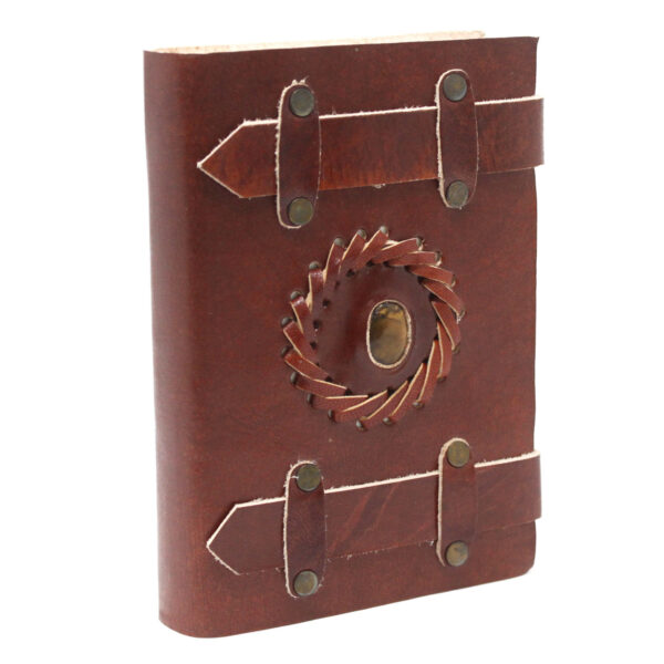 Carnet Oeil de Tigre en Cuir avec Ceintures 15x10 cm- Vendu par 1