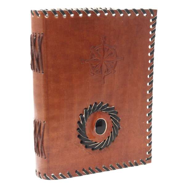 Carnet Cuir Onyx noir & Compas 17x12 cm- Vendu par 1