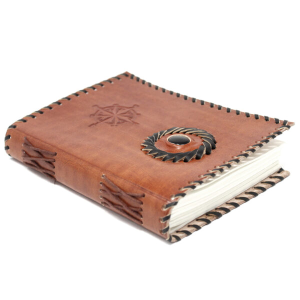 Carnet Cuir Onyx noir & Compas 17x12 cm- Vendu par 1 – Image 2