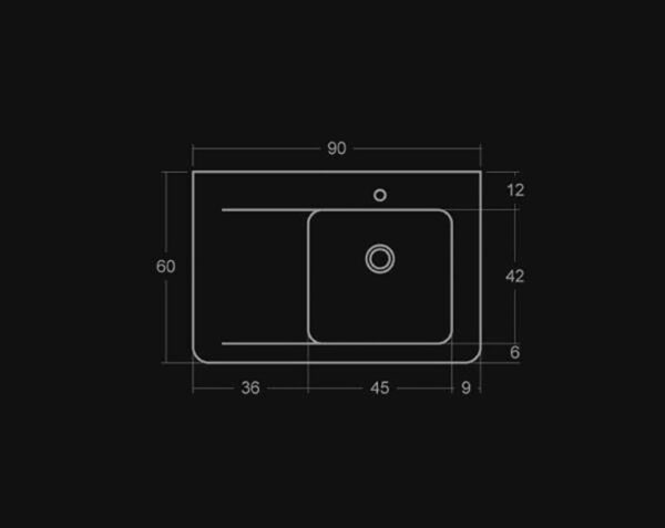 Evier en pierre Lauris 1 bac - 90 x 60 x 15 - Charmot Doré Adouci - COMPTOIR DES PIERRES – Image 6