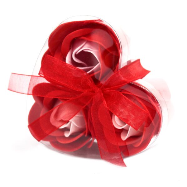 Lot de 3 Boîtes Coeur Fleur à Savon - Roses Rouges- Vendu par 1