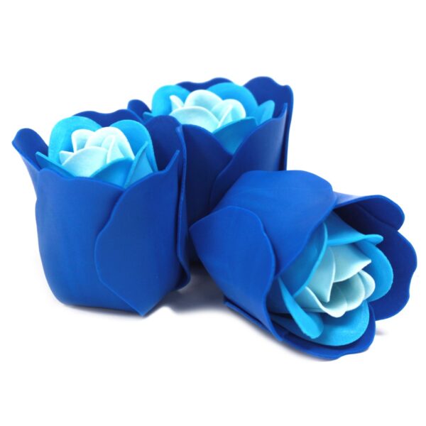 Lot de 3 Boîtes Coeur de Fleur de Savon - Roses de Mariage Bleues- Vendu par 1 – Image 2