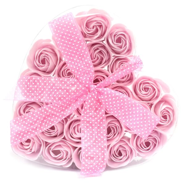 Lot de 24 Boîtes Coeur Fleur à Savon - Roses Roses- Vendu par 1