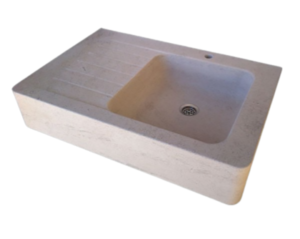 Evier en pierre Lauris 1 bac - 80 x 60 x 15 - Lanvignes Antiquaire - COMPTOIR DES PIERRES