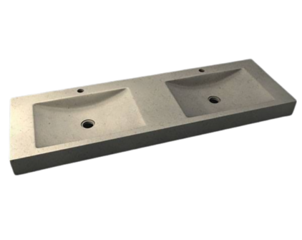 Vasque double en pierre Goult - 120 x 50 x 10 - Charmot Clair Adouci - COMPTOIR DES PIERRES