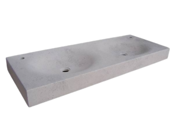 Vasque en pierre Nuits double - 150 x 45 x 10 - Charmot Clair Adouci - COMPTOIR DES PIERRES