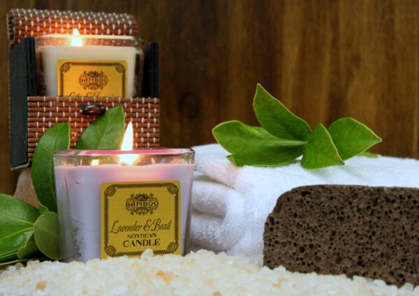 Bougies en pot de soja - Lavande et basilic- Vendu par 1 – Image 3