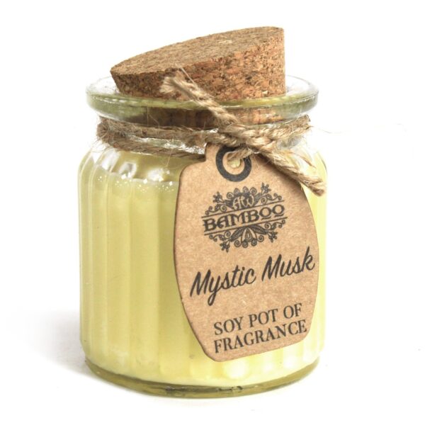 Pot de bougie parfumée au soja et musc mystique- Vendu par 1