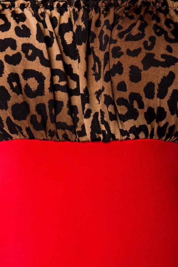 Robe crayon vintage - léopard/rouge - XL-Belsira – Image 4