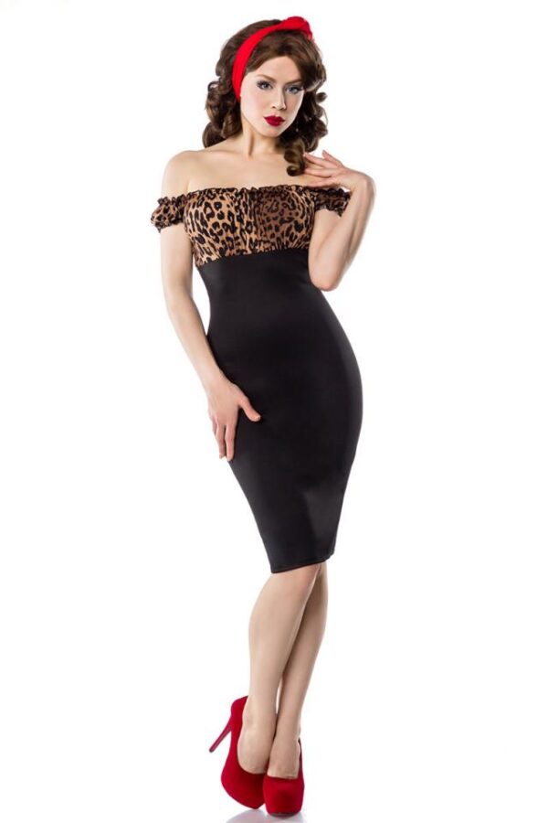 Robe crayon vintage - léopard/noir - XS-Belsira – Image 2