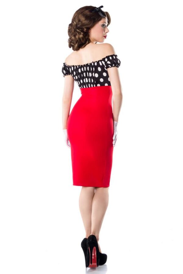 Robe crayon vintage - rouge/noir/blanc - L-Belsira – Image 3