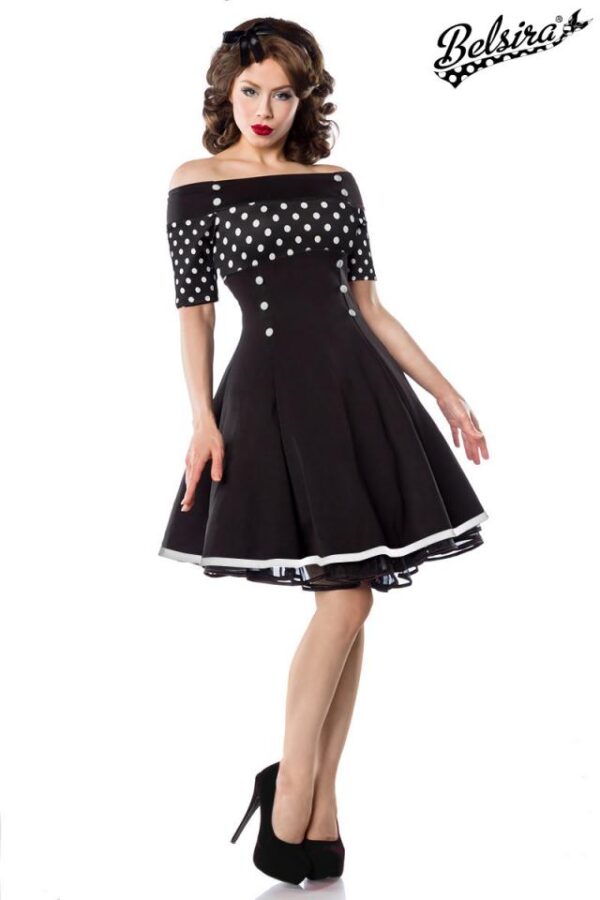 Robe Vintage - noir/blanc/pois - 2XL-Belsira