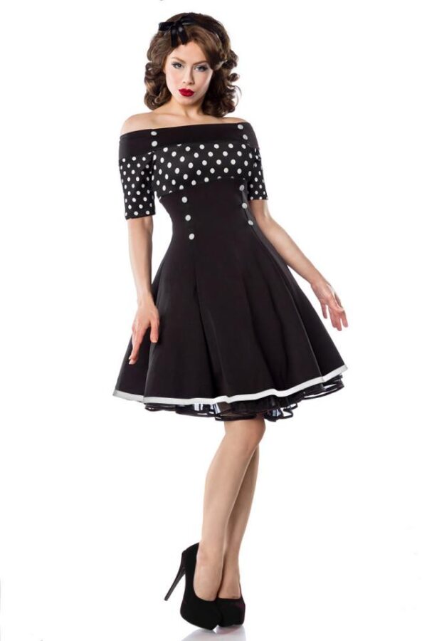 Robe Vintage - noir/blanc/pois - 2XL-Belsira – Image 2