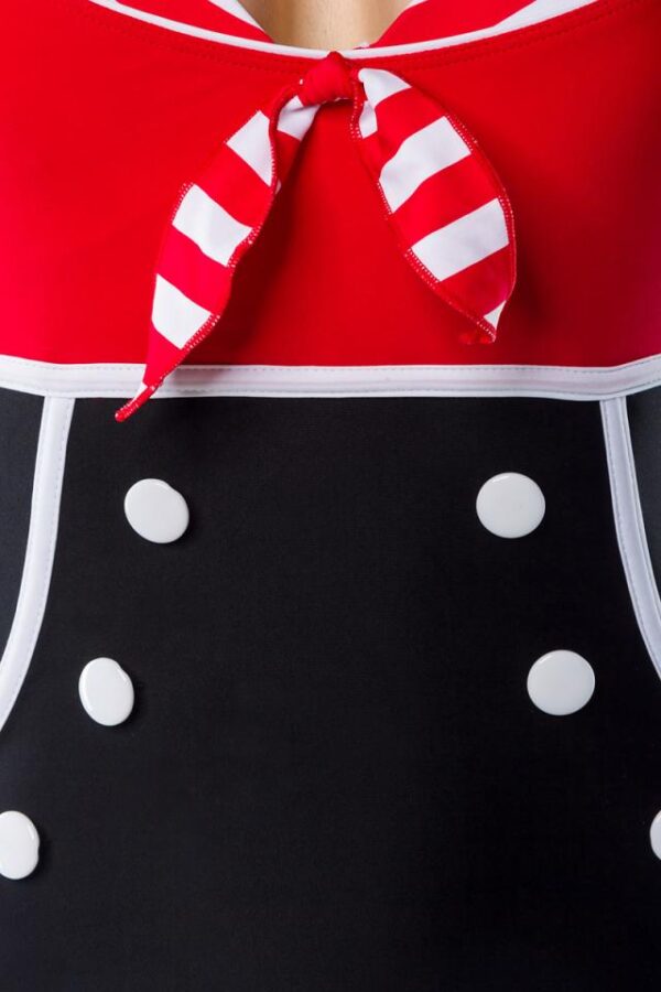 Maillot de bain vintage avec nœud - rouge/noir - L-Belsira – Image 4