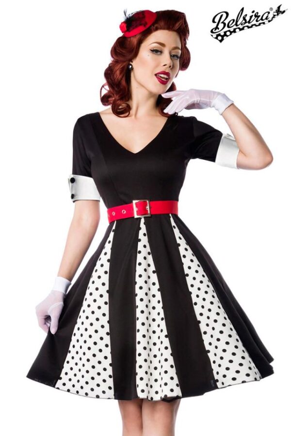Robe Godet - blanc/noir/rouge - 3XL-Belsira