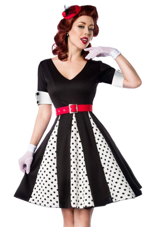 Robe Godet - blanc/noir/rouge - 3XL-Belsira – Image 2