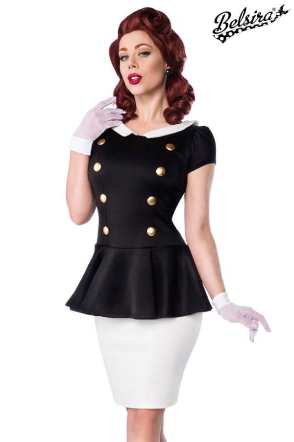 Robe à col Claudine - noir/blanc - S-Belsira
