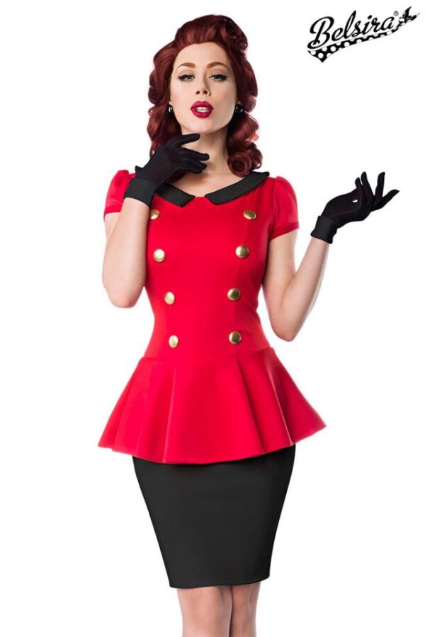 Robe col Claudine - rouge/noir - XS-Belsira