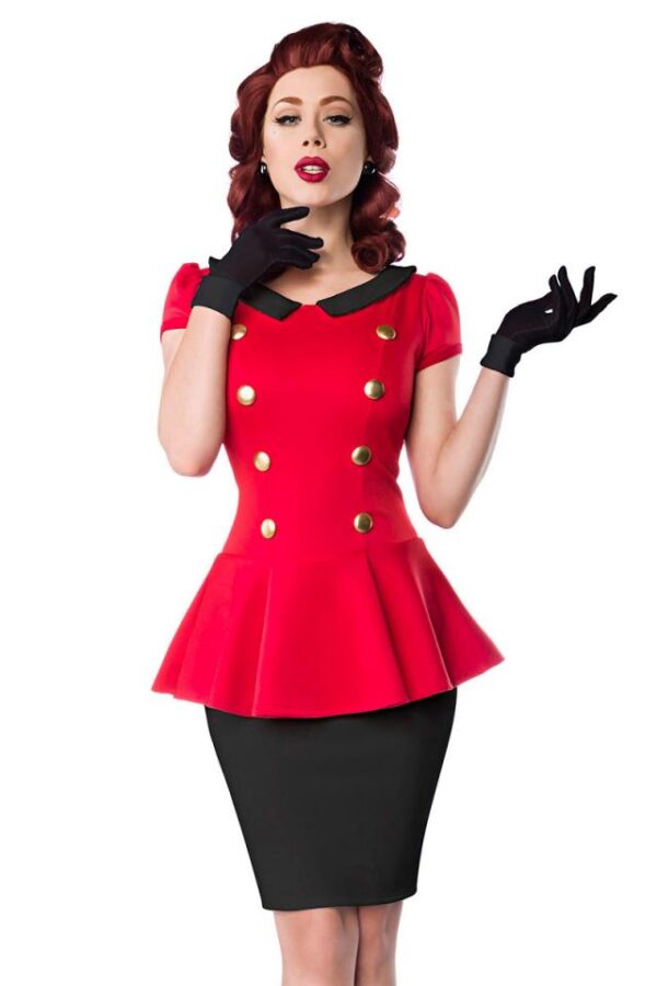 Robe col Claudine - rouge/noir - XS-Belsira – Image 2