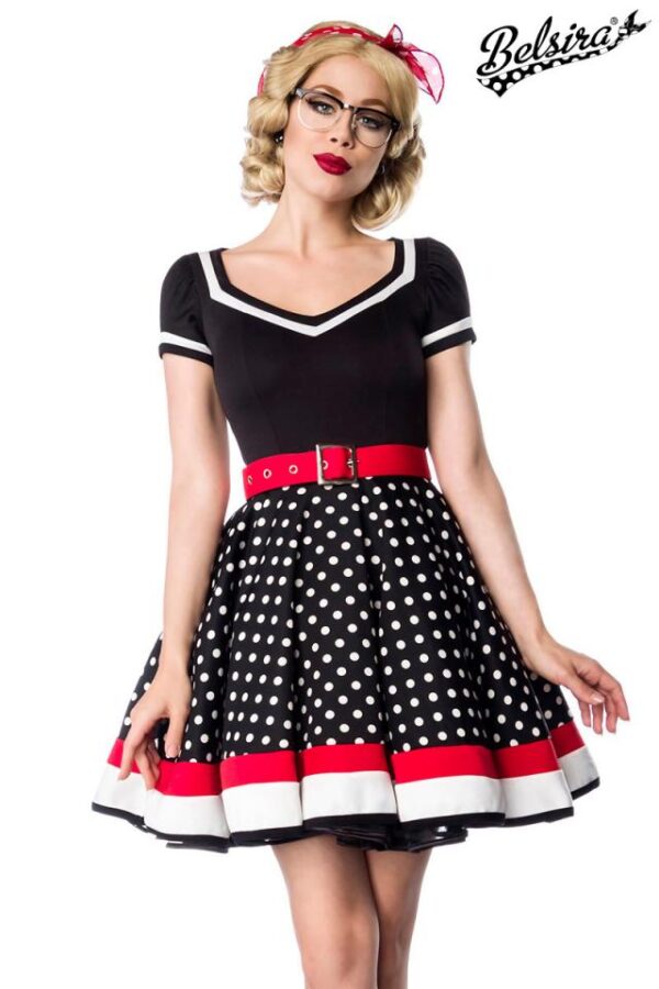 Robe avec Ceinture - noir/blanc/rouge - 3XL-Belsira