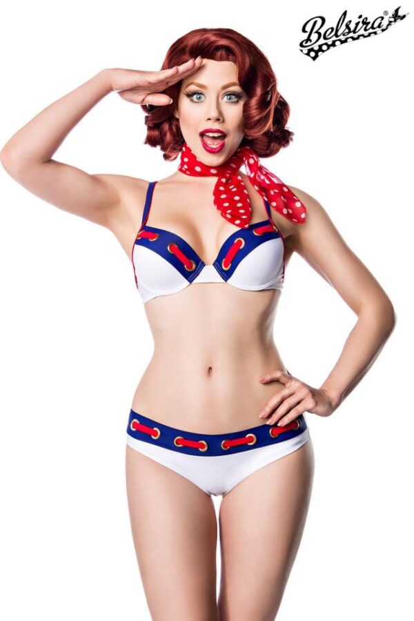 Bikini style marine - blanc/bleu/rouge - XS-Belsira