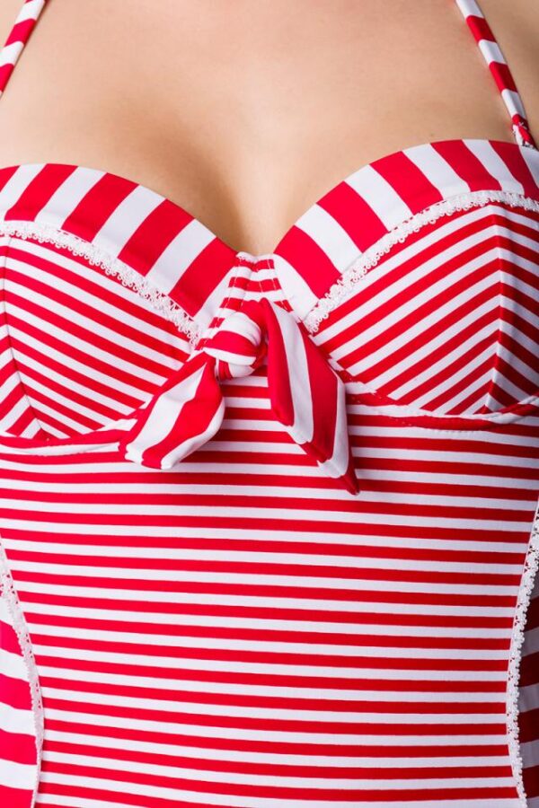 Maillot de bain tour de cou - rouge/blanc - 3XL-Belsira – Image 4