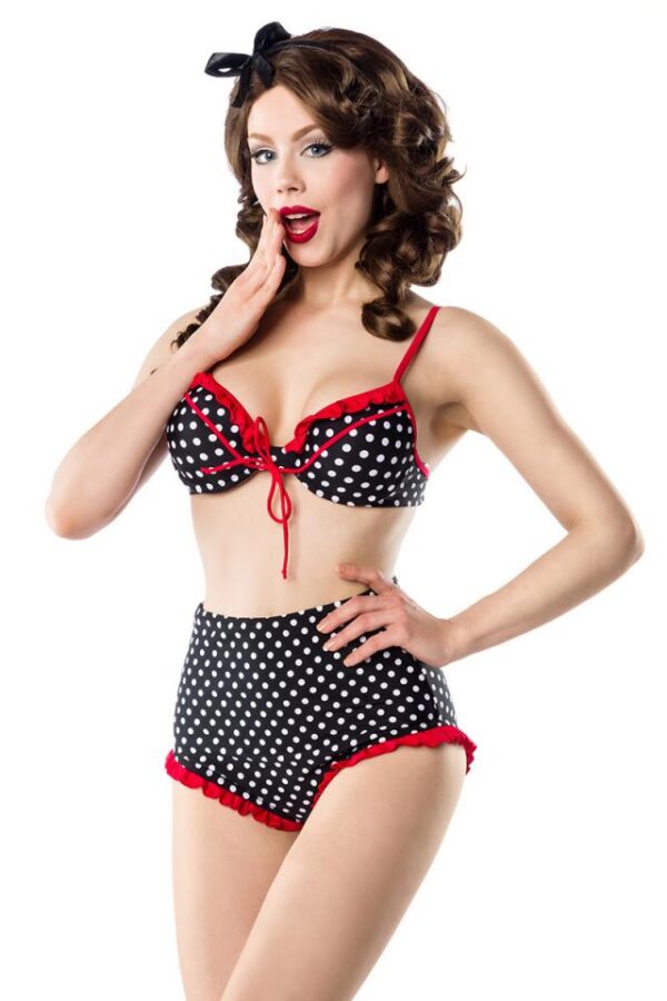 Bikini taille haute - noir/blanc/rouge - XS-Belsira – Image 2